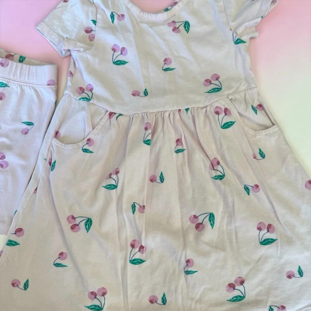 babyGAP Cherry Print Dress Shorts 2-Piece Set 4T Pink Green Summer Kids